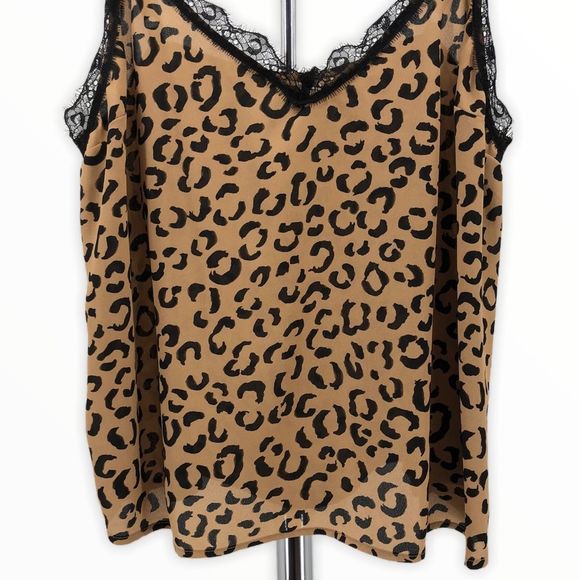 Vixbe Leopard Print Spaghetti Strap Lace Trim Cami size XL - Picture 5 of 12